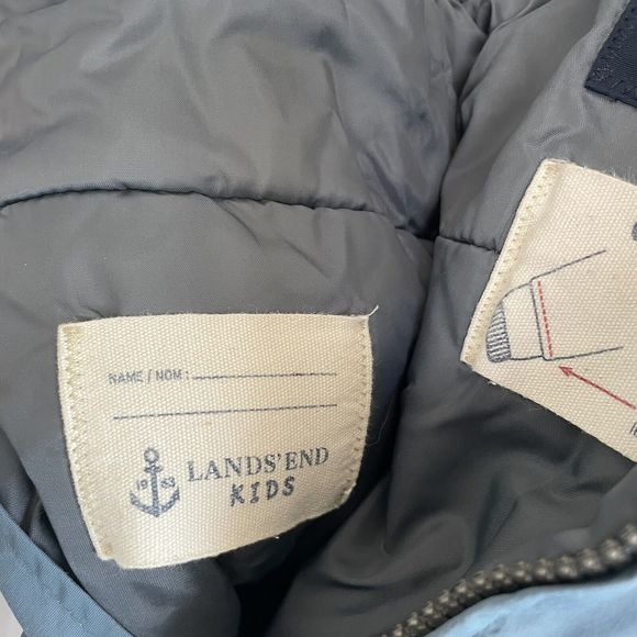 Lands End The Squall Ski Bib Snow Pants Blue/Slate Blue Kids Size 4 - Picture 3 of 12